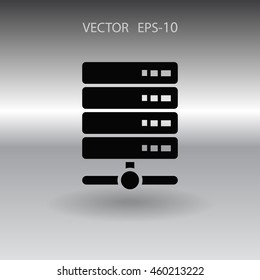 Flat long shadow Computer Server icon, vector illustration