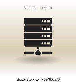 Flat long shadow Computer Server icon, vector illustration
