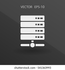 Flat long shadow Computer Server icon, vector illustration