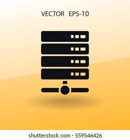 Flat long shadow Computer Server icon, vector illustration