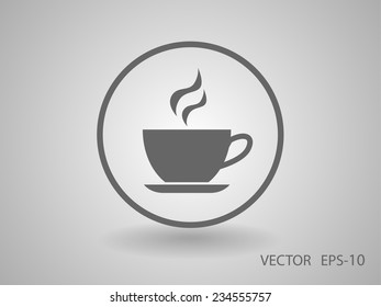 Flat long shadow Cup of hot drink icon, vector illustration