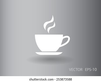 Flat long shadow Cup of hot drink icon, vector illustration