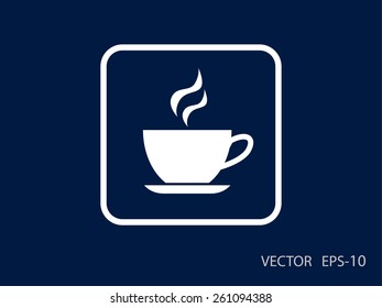 Flat long shadow Cup of hot drink icon, vector illustration