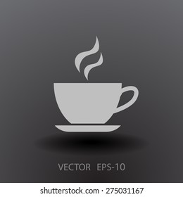 Flat long shadow Cup of hot drink icon, vector illustration