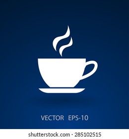 Flat long shadow Cup of hot drink icon, vector illustration