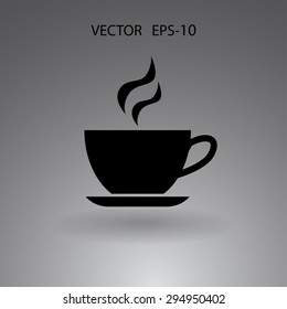 Flat long shadow Cup of hot drink icon, vector illustration