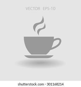 Flat long shadow Cup of hot drink icon, vector illustration