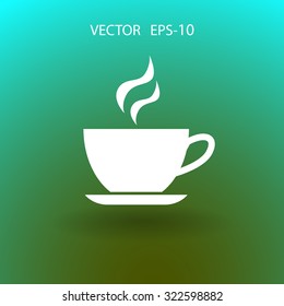 Flat long shadow Cup of hot drink icon, vector illustration
