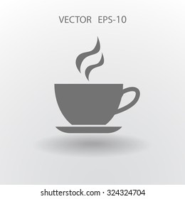 Flat long shadow Cup of hot drink icon, vector illustration