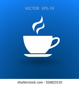 Flat long shadow Cup of hot drink icon, vector illustration
