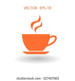 Flat long shadow Cup of hot drink icon, vector illustration