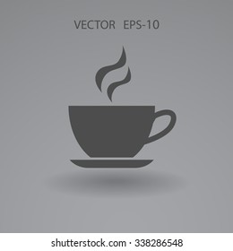 Flat long shadow Cup of hot drink icon, vector illustration
