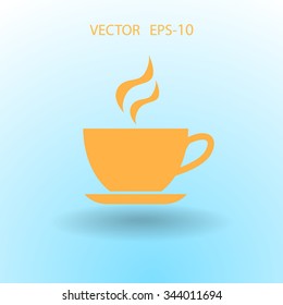 Flat long shadow Cup of hot drink icon, vector illustration