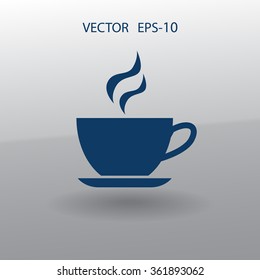 Flat long shadow Cup of hot drink icon, vector illustration