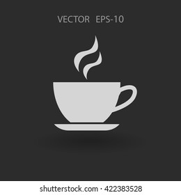 Flat long shadow Cup of hot drink icon, vector illustration