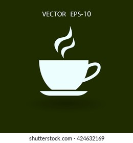 Flat long shadow Cup of hot drink icon, vector illustration