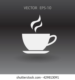 Flat long shadow Cup of hot drink icon, vector illustration