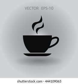 Flat long shadow Cup of hot drink icon, vector illustration
