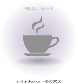 Flat long shadow Cup of hot drink icon, vector illustration