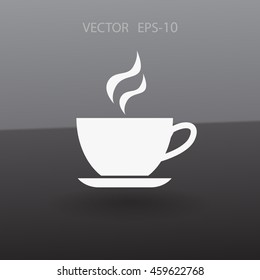 Flat long shadow Cup of hot drink icon, vector illustration