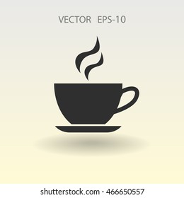 Flat long shadow Cup of hot drink icon, vector illustration