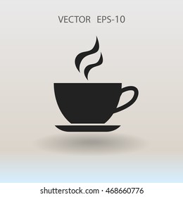 Flat long shadow Cup of hot drink icon, vector illustration