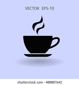 Flat long shadow Cup of hot drink icon, vector illustration