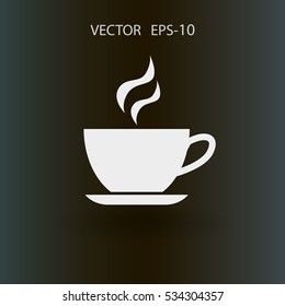 Flat long shadow Cup of hot drink icon, vector illustration
