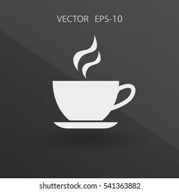 Flat long shadow Cup of hot drink icon, vector illustration