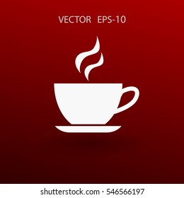 Flat long shadow Cup of hot drink icon, vector illustration