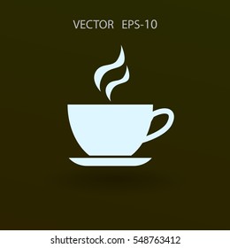 Flat long shadow Cup of hot drink icon, vector illustration