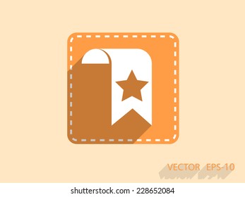 Flat long shadow Favorite bookmark icon, vector illustration