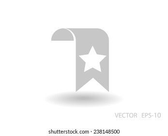Flat long shadow Favorite bookmark icon, vector illustration
