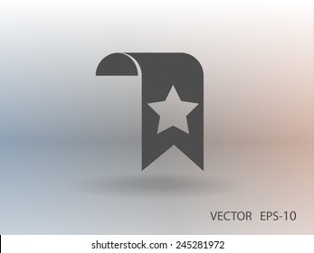 Flat long shadow Favorite bookmark icon, vector illustration