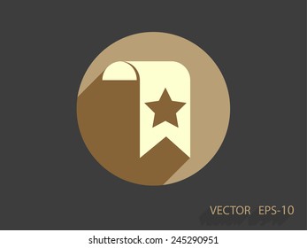 Icono de marcador Favorito de sombra larga plana, ilustración vectorial