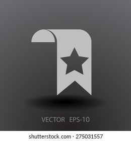 Flat long shadow Favorite bookmark icon, vector illustration