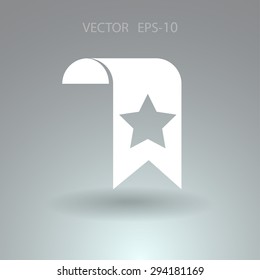 Flat long shadow Favorite bookmark icon, vector illustration