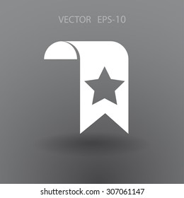 Flat long shadow Favorite bookmark icon, vector illustration