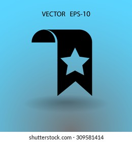 Flat long shadow Favorite bookmark icon, vector illustration