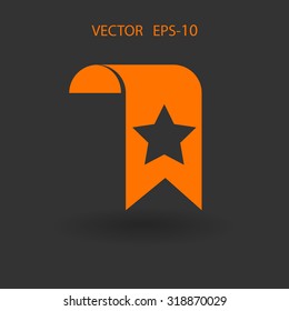 Flat long shadow Favorite bookmark icon, vector illustration