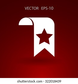 Flat long shadow Favorite bookmark icon, vector illustration