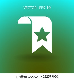 Flat long shadow Favorite bookmark icon, vector illustration