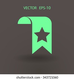 Flat long shadow Favorite bookmark icon, vector illustration
