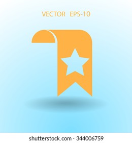 Flat long shadow Favorite bookmark icon, vector illustration