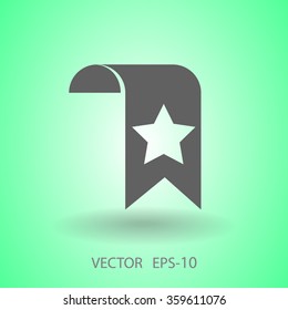 Flat long shadow Favorite bookmark icon, vector illustration