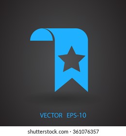 Icono de marcador Favorito de sombra larga plana, ilustración vectorial