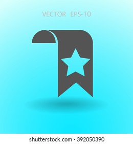 Flat long shadow Favorite bookmark icon, vector illustration