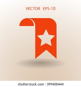 Flat long shadow Favorite bookmark icon, vector illustration