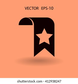 Icono de marcador Favorito de sombra larga plana, ilustración vectorial