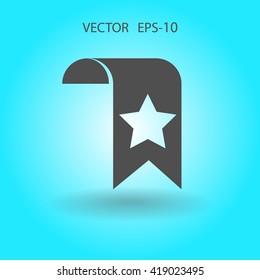 Icono de marcador Favorito de sombra larga plana, ilustración vectorial
